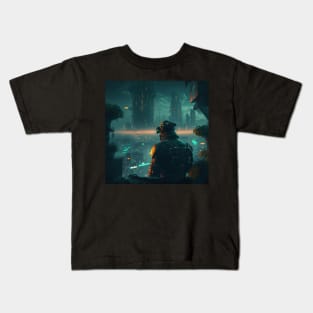 Cyberpunk City View Kids T-Shirt